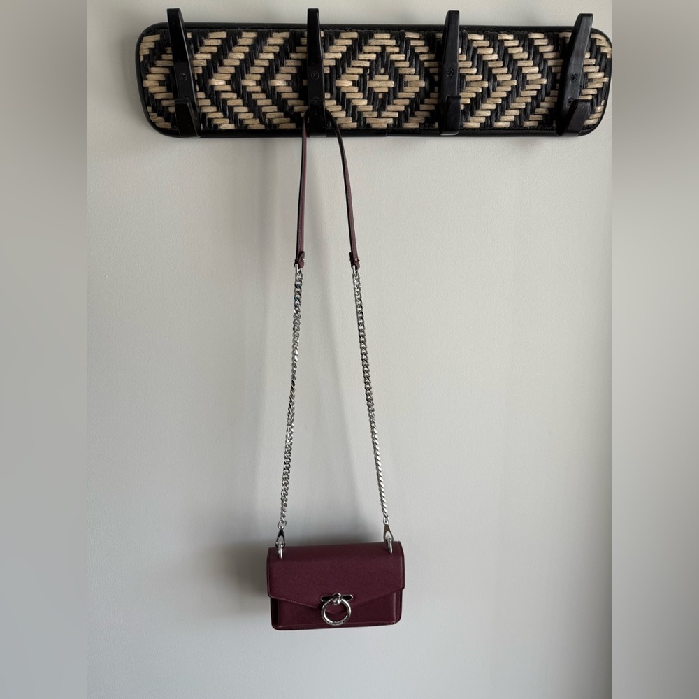Rebecca Minkoff Jean Crossbody Chain Strap Mini Purse in Burgundy - Picture 13 of 16